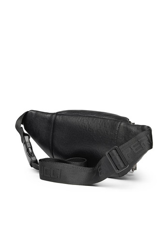 Сумка чоловіча поясна бананка шкіряна гладка чорна 6585_r No Brand (369163269)