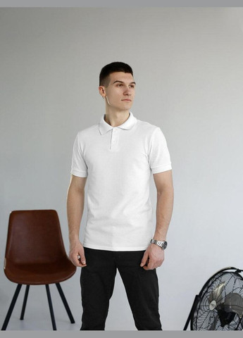 Белая футболка-стильное мужское поло хлопковое белое для мужчин Freedom однотонная