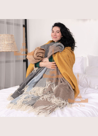 Плед Мериносовый коричневый Ромб 140 x 200 см Love You (276907328)