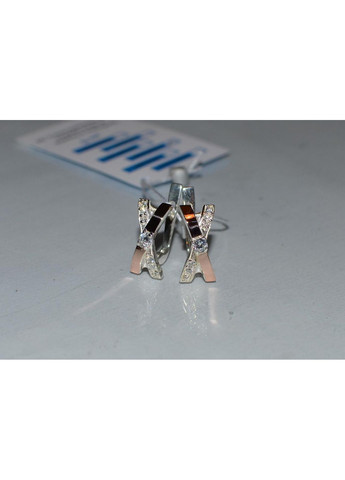 Срібні сережки з золотими пластинами Silver Style (366814003)