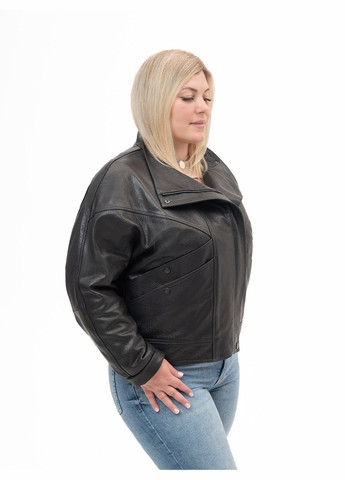 Чорна демісезонна жіноча шкіряна куртка весна Fabio Monti