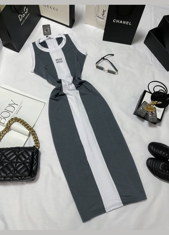 Графітова повсякденний жіноча стильна сукня - майка з розрізом футляр Україна з написами