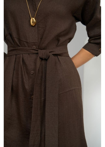 Коричнева повсякденний жіноча сукня-сорочка міді довжини (3063) Triko Bakh