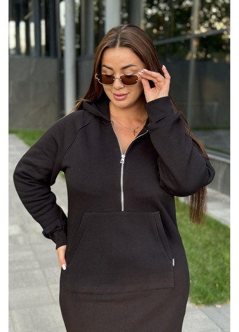 Черное платье с капюшоном коричневое (м206.4) UMON