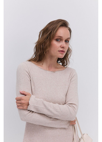 Світло-бежева коротке трикотажне плаття в рубчик Arjen