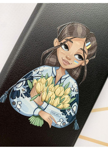 Чохол-книжка з малюнком для Samsung Galaxy A54 5G (A546) Чорний Дівчина з тюльпанами (принт 22) Creative (355387935)