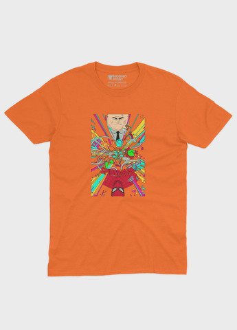 Помаранчева демісезонна футболка для дівчинки з принтом супергероя - людина-павук (ts001-1-ora-006-014-022-g) Modno