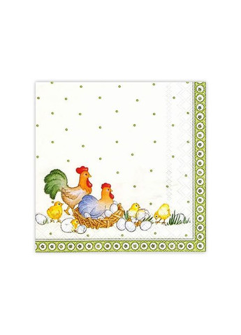 Набір 3 уп. Декоративні паперові серветки з малюнками двошарові 16 шт/уп 33х33см Курочка з сім'єю La Fleur (328265859)