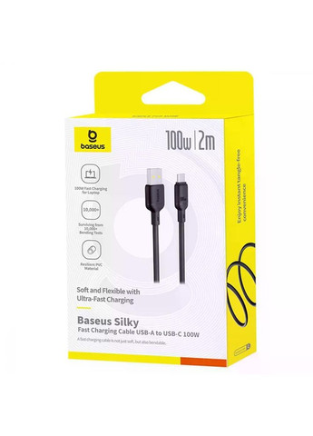 Кабель Silky Series Fast Charging USB to Type-C 100W (2m) (P10377703) Cluster Black (61664) Baseus (346515729)