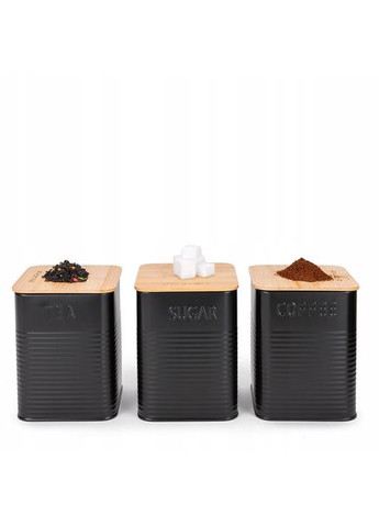 Хлібниця з трьома банками КМ-1126 4 предмети чорна Kamille (361023491)