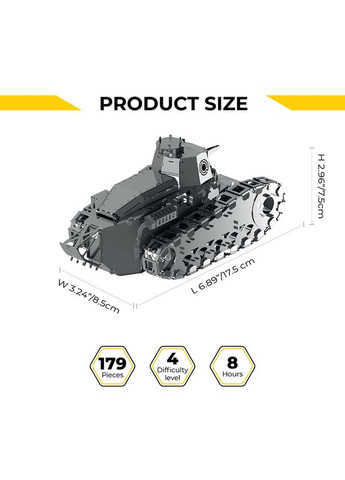 Колекційна модель-конструктор Nimble Fighter механічний танк Renault FT-17 MT010 Metal Time (267507732)
