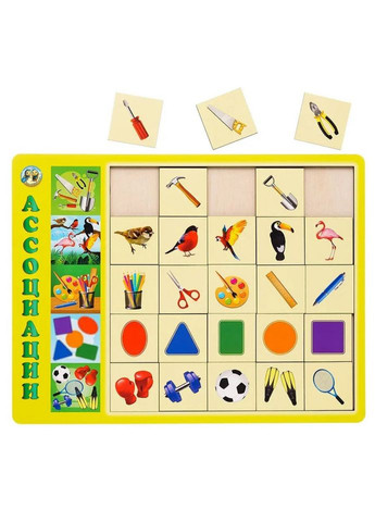 Деревянный пазл-вкладыш "Ассоциации - 3" (ПСД100) PSD100, 25 плашек Ubumblebees (302010338)