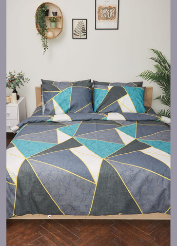 Комплект постельного белья King Size 220x240 наволочки 2х40х60 Микросатин Premium (MS-820001458) Moon&Star Triangles (285718033)