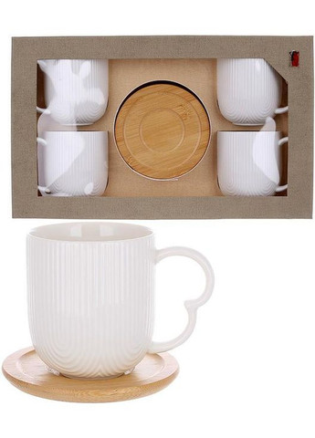 Чайно-кавовий порцеляновий набір Ceram-Bamboo на 4 персони, 4 чашки 350мл із блюдцями Bona (339779074)