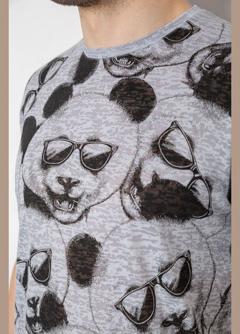 Серая футболка мужская с принтом синяя размер l (sku_244r6029) с коротким рукавом No Brand