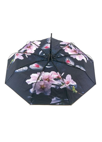 Чорна парасоля напівавтомат romeat tr3239 жіноча на 9 спиць з подвійним куполом і квітковим принтом чорний середня система антивітер (300687777)