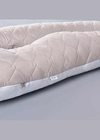 Наволочка на П-подушку стьобана для вагітних і відпочинку 140х75х20 см з блискавкою св.сіра/біла IDEIA (278370466)