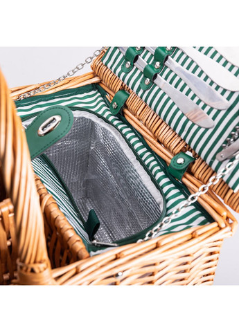 Корзина плетеная для пикника с посудой на 4 персоны ротанг набор столовых приборов для кемпинга туристический набор ProDobro (364190587)