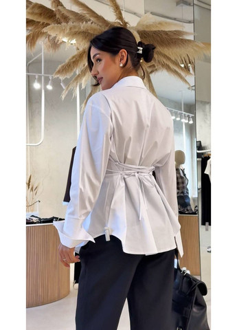 Белая коктейльный, повседневный, вечерний, классическая, кэжуал рубашка FINO Mode с длинным рукавом