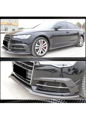 Накладка на передний бампер Lip Карбон V3 (для S-Line 2014-2018) для Ауди A6 C7 гг A+ (392177637)