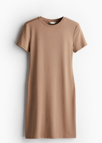 Темно-бежевое кэжуал платье H&M однотонное