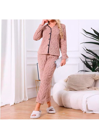 Рожева комплект жіночої піжами 5312 light pink сорочка з довгим рукавом і штанами тепла 10 шт. Lesko