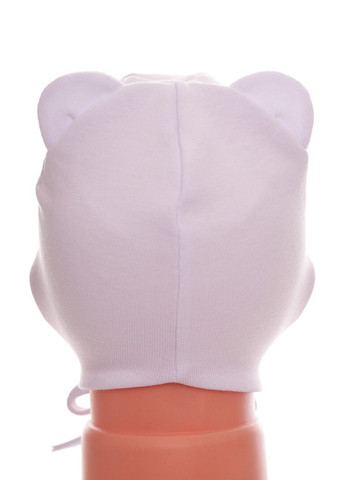 Шапка на зав'язках для дівчинки подвійний трикотаж Happy біла 1м+ (50977) BABYKROHA (323469702)