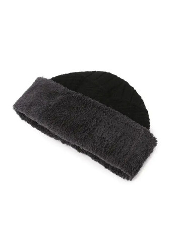 Мужской зимний комплект 3в1 One Size: шапка + снуд (бафф) + тёплые сенсорные перчатки чёрные No Brand (362961966)