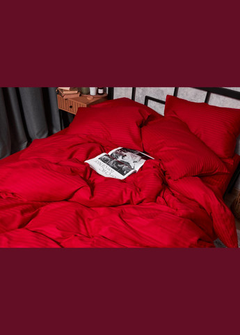 Комплект постельного белья Satin Stripe семейный 160х220х2 наволочки 2х50х70 (MS-820003601) Moon&Star Stripe Red (288044209)