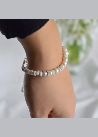 Браслет "Антік" натуральні Перли+Кахолонг фур-ра гіп-ний сплав колір срібло d-6-2мм+- L-18-23см No Brand браслет (302810330)