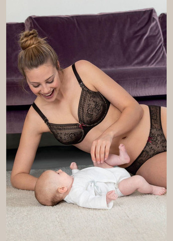 Чорний брасьер бюстгальтер для годування з мереживом Anita з кісточками