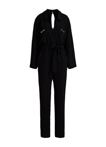 Стильний комбінезон Maje комбінезон-брюки чорний святковий, повсякденний, вечірній, діловий, кежуал поліестер, ацетат