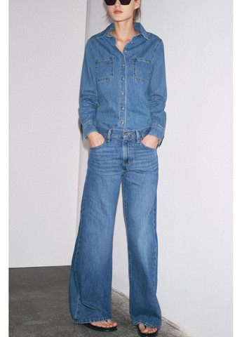 Джинсы ZW COLLECTION WIDE-LEG с низкой посадкой Zara - (349834653)