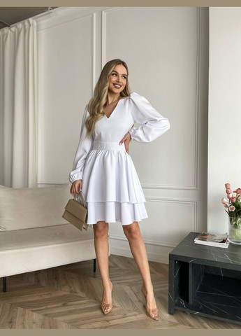 Білий святковий, коктейльна, вечірня жіноча ошатна святкова коротка сукня кльош бордова, червона, бургунді коктейльна чорна біла блакитна рожева бежева з спідницею-сонце No Brand однотонна