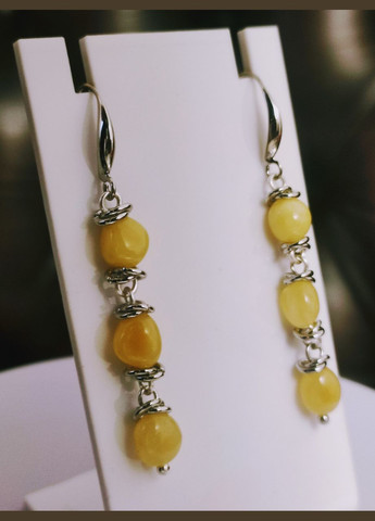 Сережки 2656 з натурального бурштину Медовий відтінок MINOV (311310468)