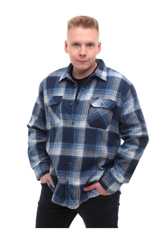 Синяя повседневный рубашка в клетку Jean Piere