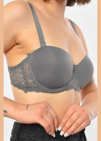 Сірий бюстгальтер жіночий сірого кольору чашка с Let's Shop поліестер