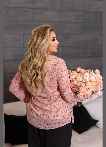 Рожева жіноча блуза з шифону з квітковим принтом MonCher