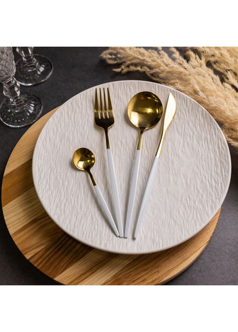 Набор столовых приборов 24 предмета столовый набор на 6 персон Золотистый с белым Jooki (358705888)