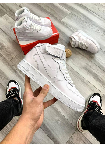 Белые демисезонные кроссовки мужские nike air force 1 high white v2 найк аир форс 1 премиум No Brand