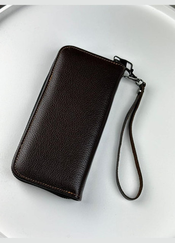 Шкіряний клатч-гаманець із натуральної зернистої шкіри SV003 (коричневий) No Brand (293246977)
