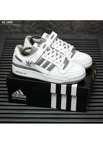 Белые демисезонные кроссовки мужские adidas forum white gray адидас форум No Brand