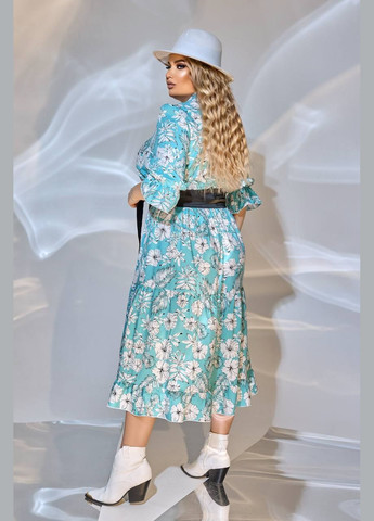 Бирюзовое женское свободное платье из софта цвет бирюза р.50/52 449675 New Trend