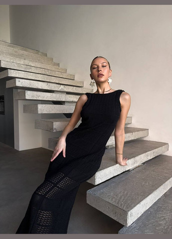 Чорний демісезонний плаття жіноче максі Domino в'язане плаття максі