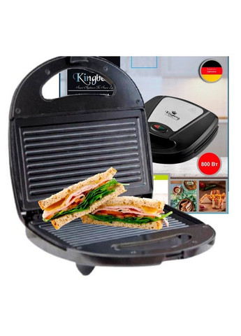 Сэндвичница гриль KB-2045 Электрогриль для бутербродов 800 Вт Черный Kingberg (280827861)
