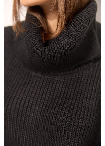 Жіночий вязаний светр oversize чорний з розрізом ззаду на комірі Arjen (307815060)