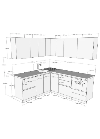 Кухонный гарнитур Loft Details QuickStart 2200*2000 серый шифр под заказ 14 дней MebliKom (396964432)