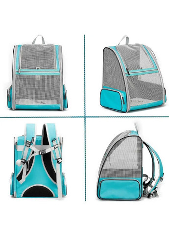 Рюкзак сумка переноска для животных кошек собак с сетчатыми стенками подстилкой 41х28х35 см (477179-Prob) Светло-голубой Unbranded (295438365)