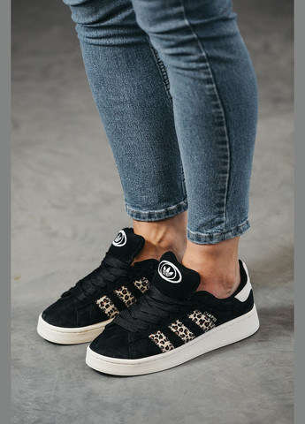 Кроссовки женские Adidas Campus 00s black leopard | Адидас Кампус черные No Brand чёрные демисезоны (315683640)