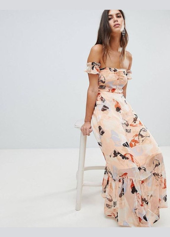 Бежева сукня максі з квітами Y.A.S